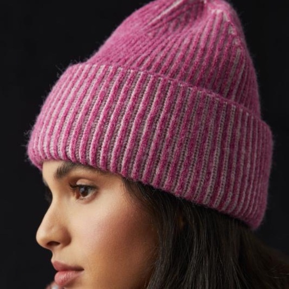 NWT Anthropologie Pink Two Tone Beanie - Picture 2 of 3